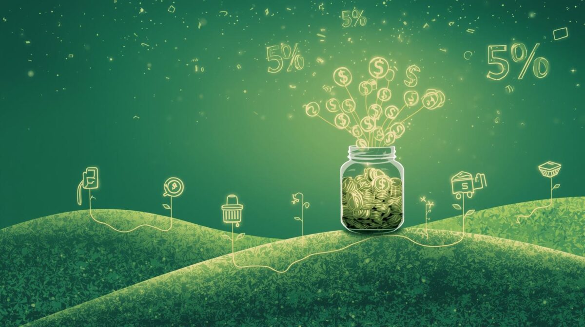 Coins and money growing into a plant, illustrating the financial growth and passive income earned using a Credit Card Cashback Calculator.