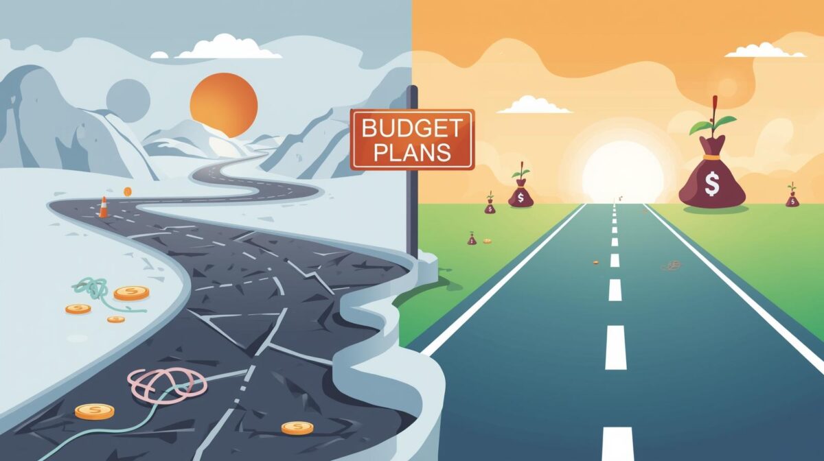 broken-road-to-success-budget-plans-transformation-path-financial-recovery-journey-money-management-solution-overcoming-budgeting-failures-personal-finance-growth